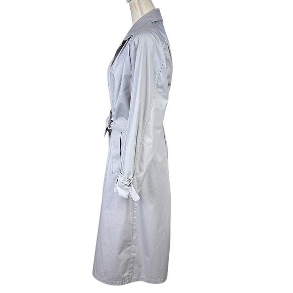 London Fog Maincoats Women Sze 14 Bluish Gray Belted Weather Classic Trench Coat - Picture 7 of 12